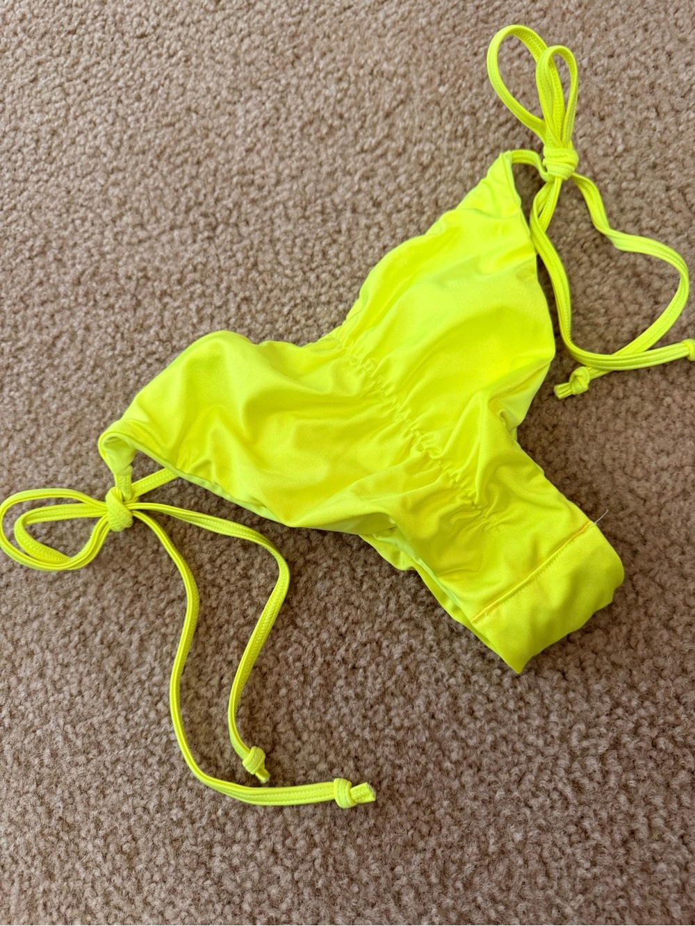 Neon Yellow Tie-Side Bikini Top - Women's Adjustable Swimwear